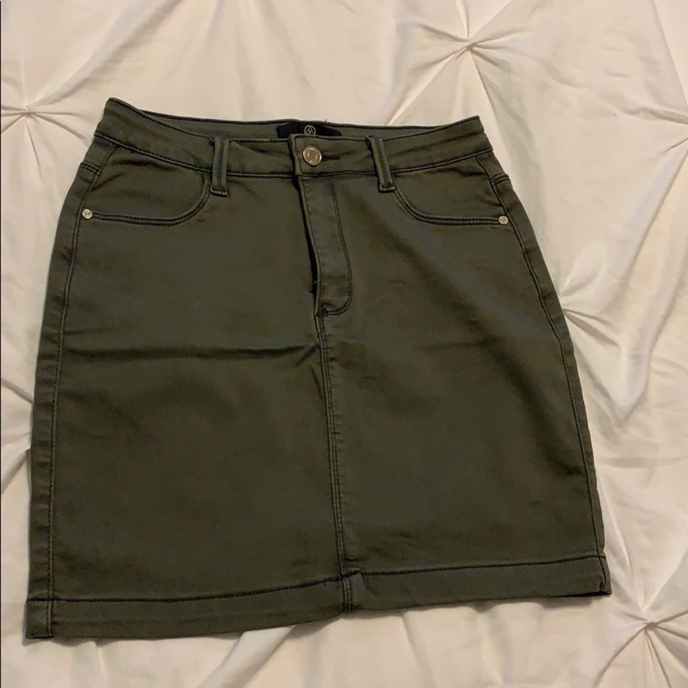Green jean skirt